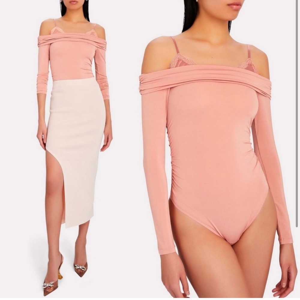 JONATHAN SIMKHAI Square Neckline Long Sleeve Bodysuit